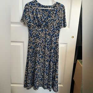 Chaps blue yellow polka dot dress